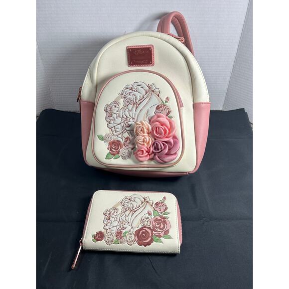 Disney Loungefly Back Pack & Wallet  Beauty & Beast - Picture 1 of 11